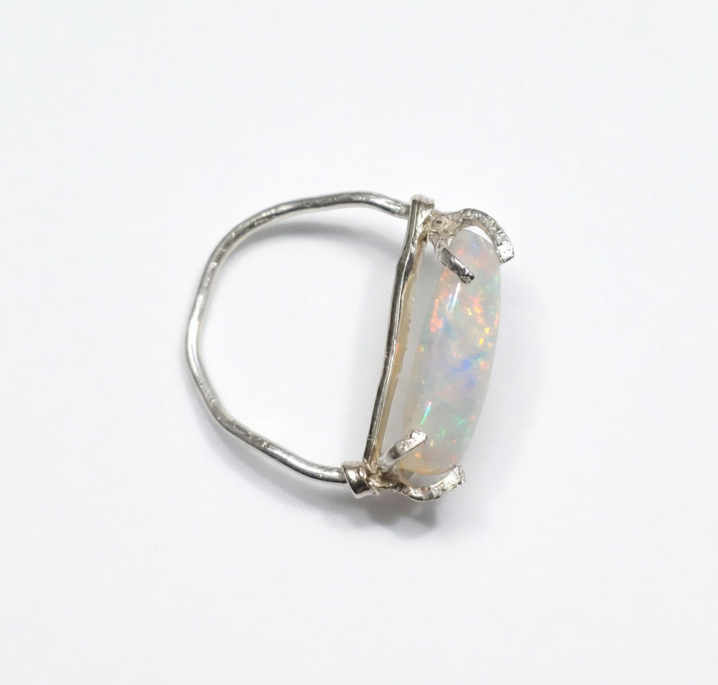 Size 10 4.5c natural opal set in sterling silver and yellow 10k gold