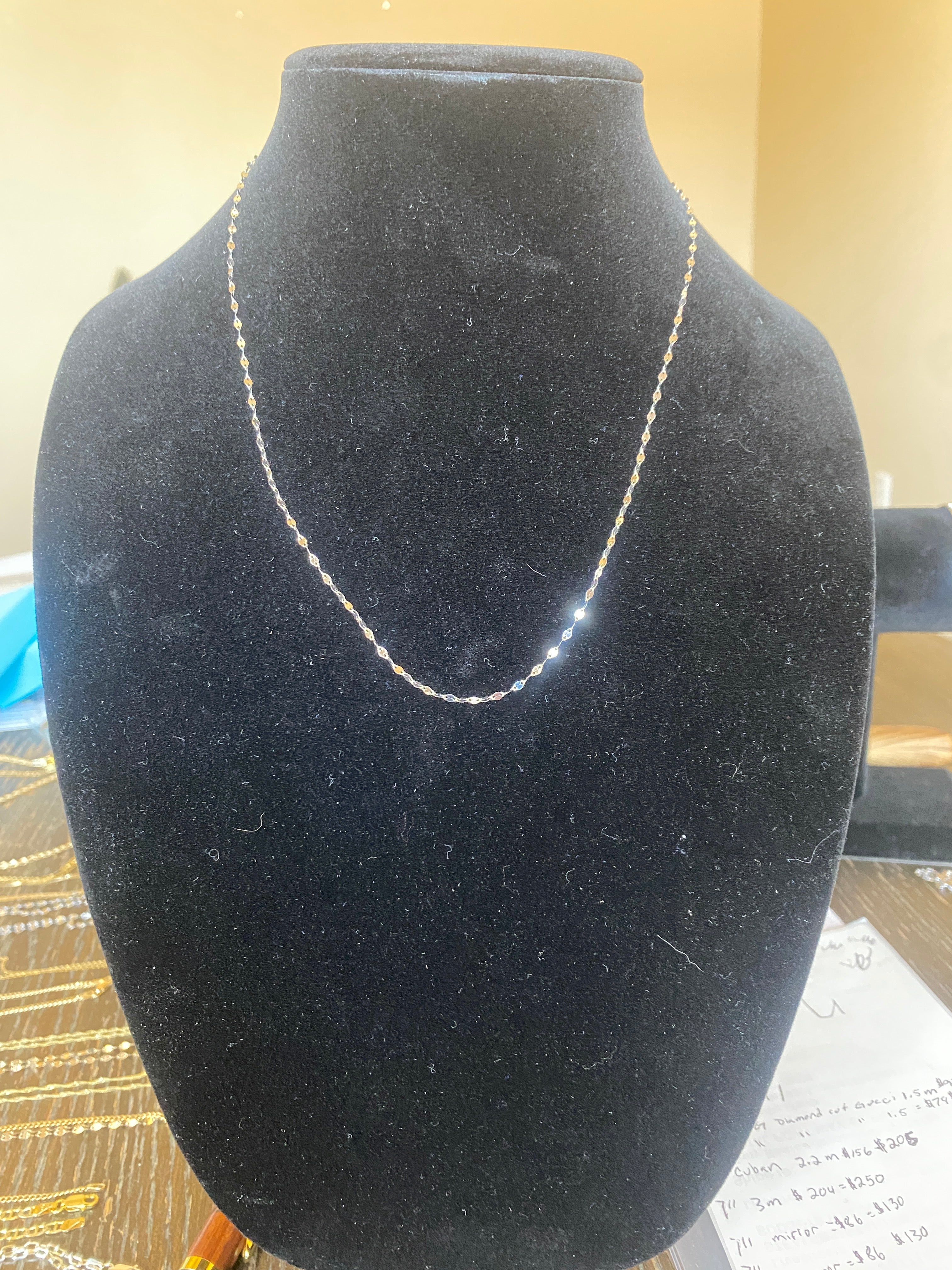 20” 2mm 10k solid white gold Mirror link