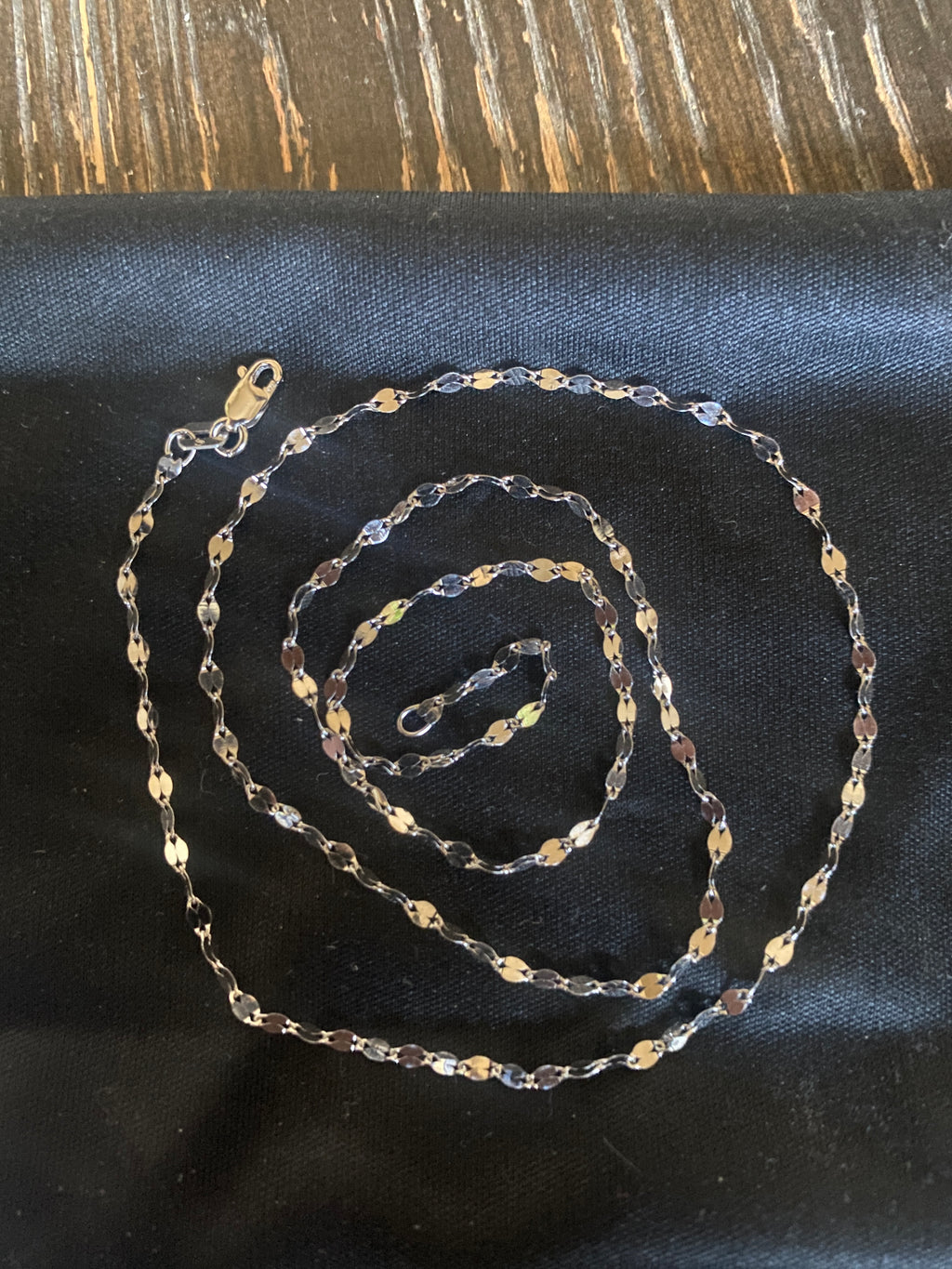 16” 2mm solid 10k white gold Mirror link