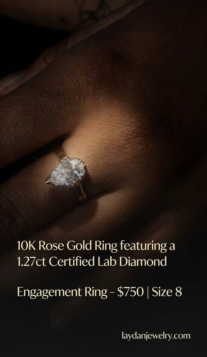 10K Rose Gold
1.27ct Certified Lab Diamond
Engagement Ring size:8